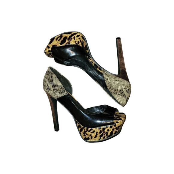 Jessica Simpson Bede2 Snake Leopard Black Colorblock Platform Heels 8 - Picture 5 of 11